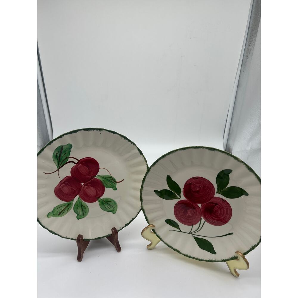Blue Ridge Southern Potteries Hand Painted 9.5 Dinner Plates Red Apples Lot of 2